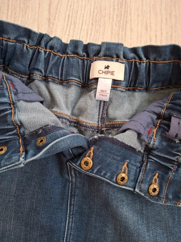 Falda de mezclilla para niña azul con pañuelo extraíble Chipie 6 años - Nueva – photo 12